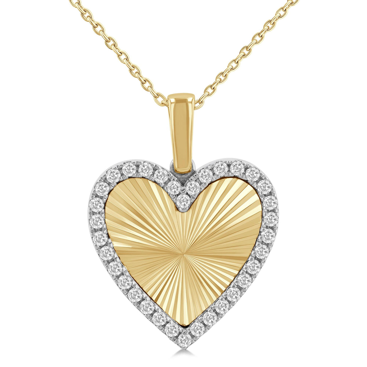 Jilco Inc Diamond Fluted Heart Pendant Necklace