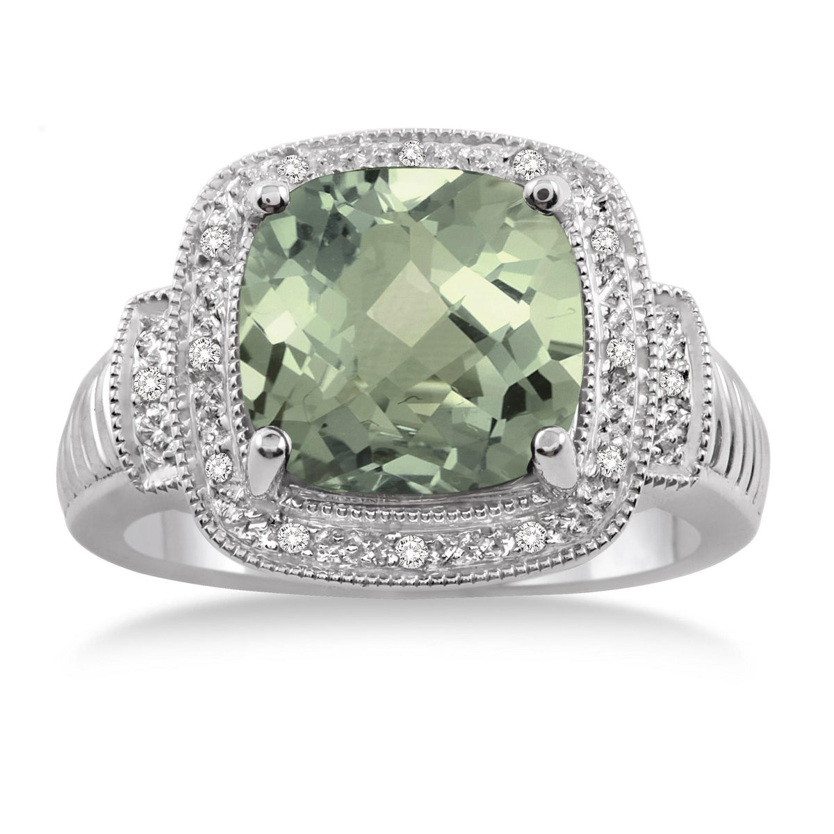 Jilco Inc Green Amethyst & Diamond Ring 8