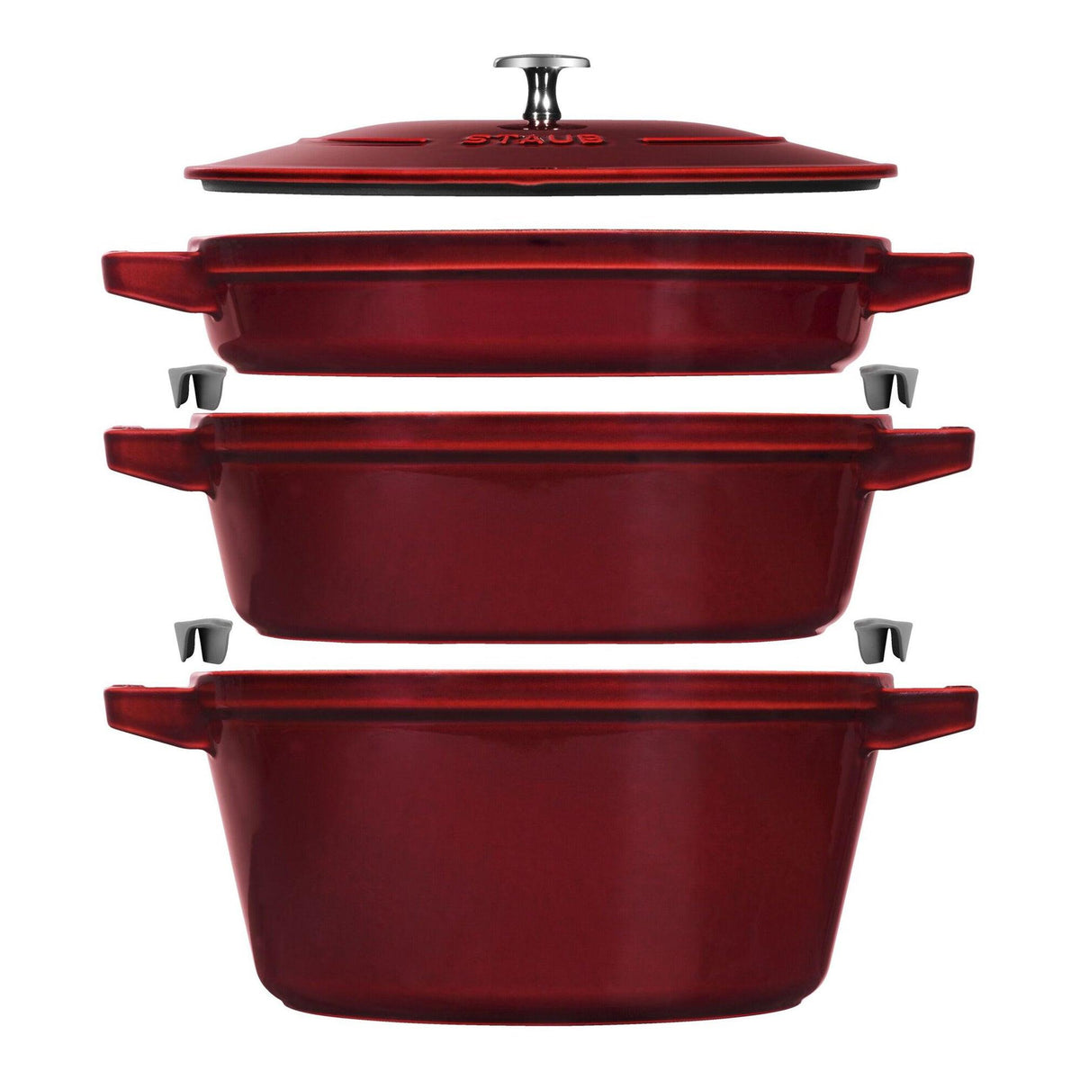 Staub 4pc Cast Iron Stackable Cookware Set Grenadine