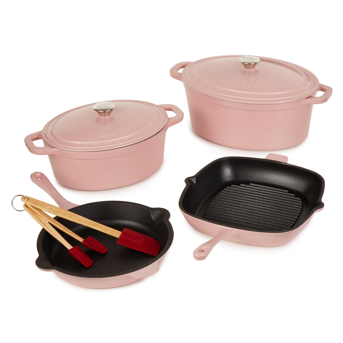 BergHOFF Neo 9pc Cast Iron Cookware Set, Pink