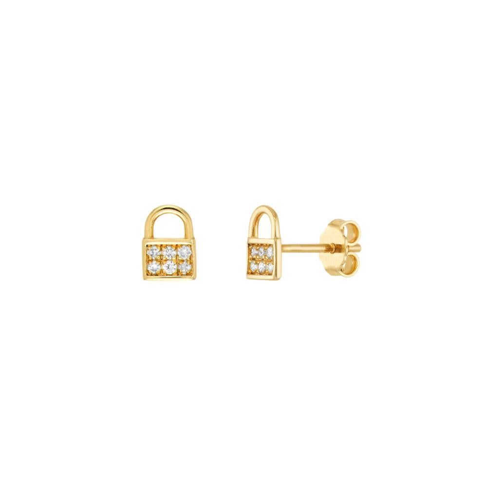 HAWLEY ST Diamond Baby Padlock Stud Earrings