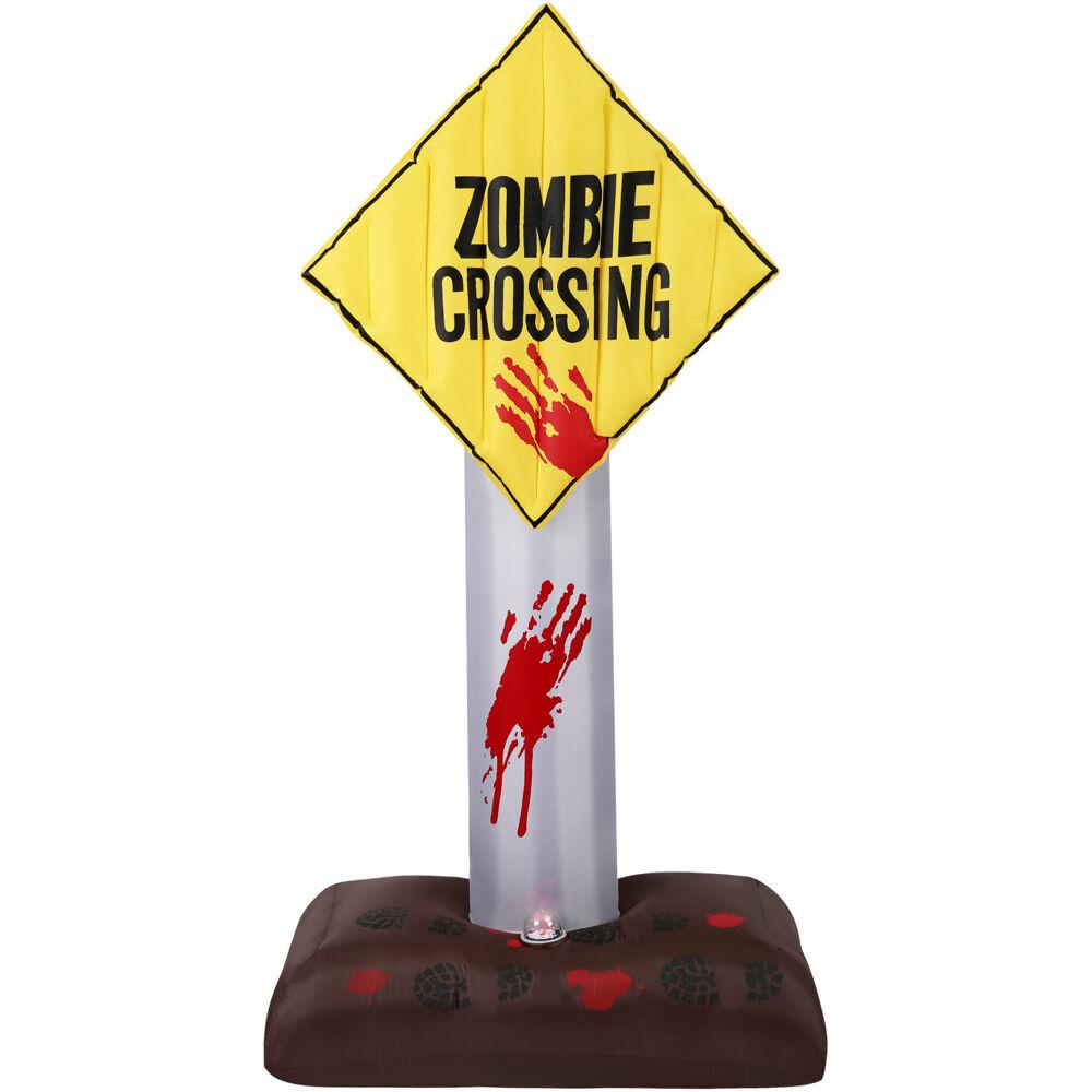 Fraser Hill 6-ft. Prelit Inflatable Zombie Crossing Sign