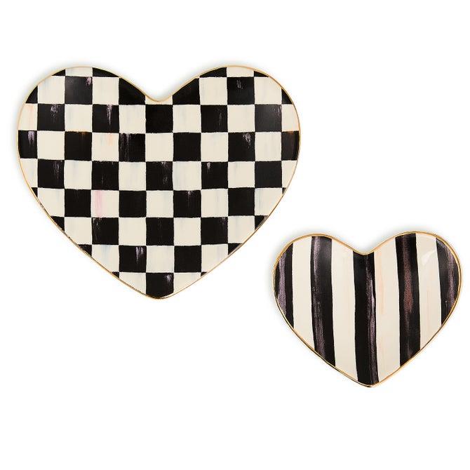 MacKenzie-Childs Courtly Heart Trinket Dishes, Set of 2