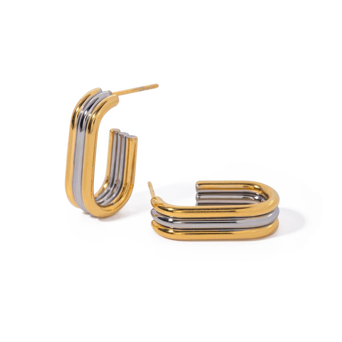 DKD Mixed Metal U Shape Earring