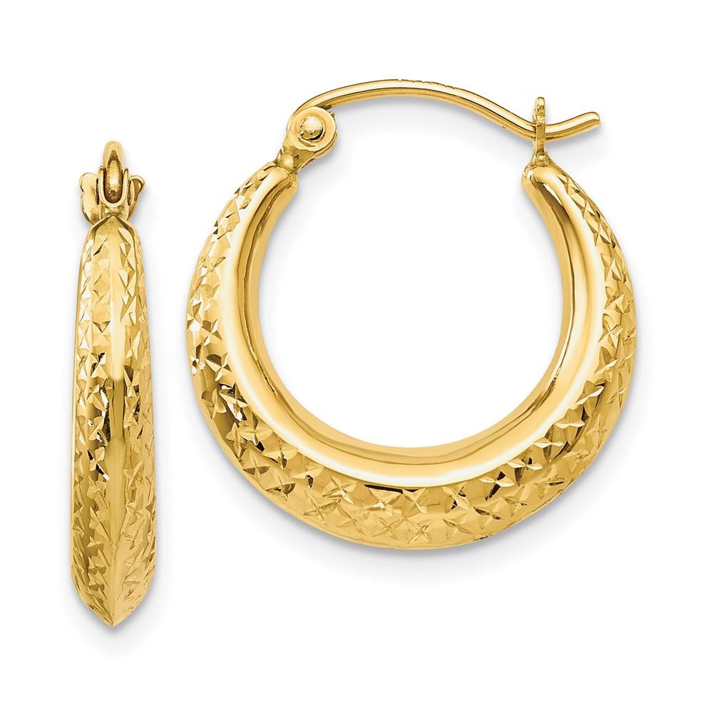 Distinctive 14K Textured Hollow Hoop Earrings