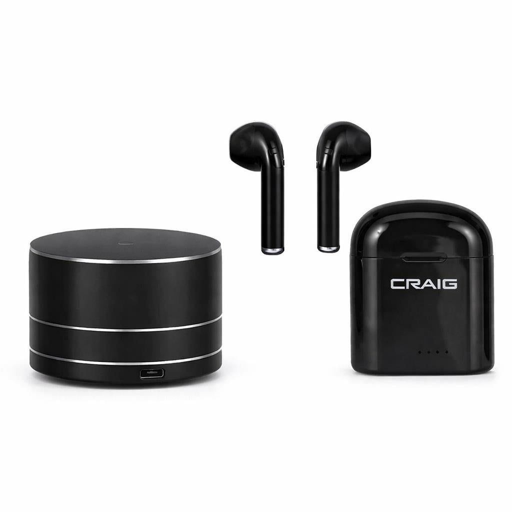 Bella Home CRAIG 2 in 1 Wireless Combo Pack with Black True Wireless Earbuds and Bluetooth Speaker