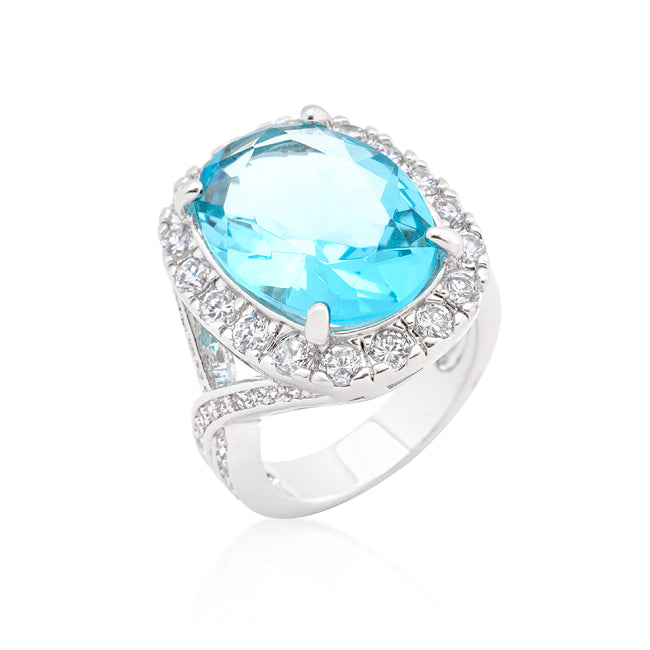 Completely Bella Oval Blue Topaz Cocktail Ring(6)