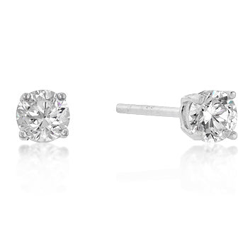 Completely Bella Sterling Silver 7mm Round Cut Cubic Zirconia Stud Earrings