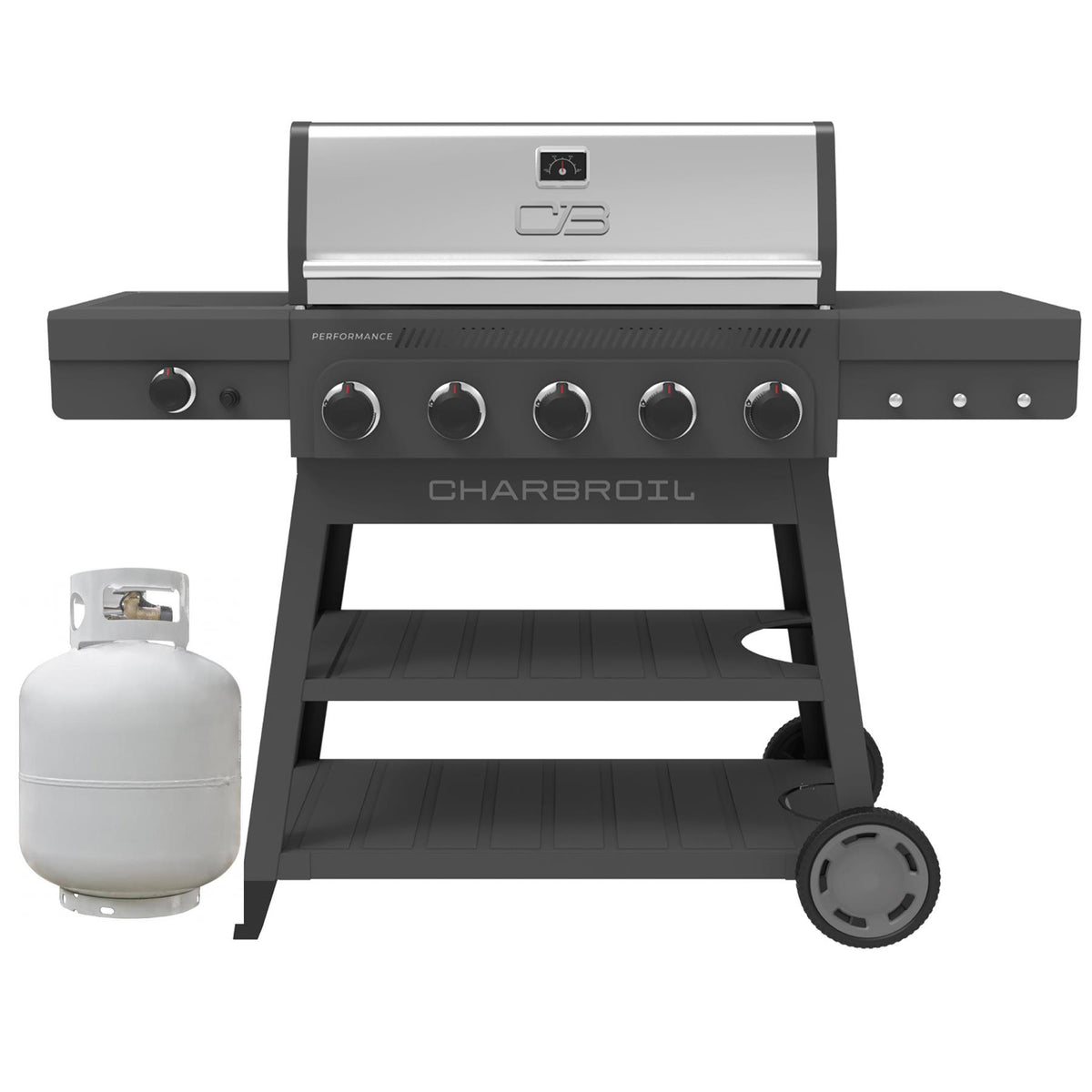 Char-Broil Grills Performance Series FlavorMax 5-Burner Bas Grill with Sideburner and Tank