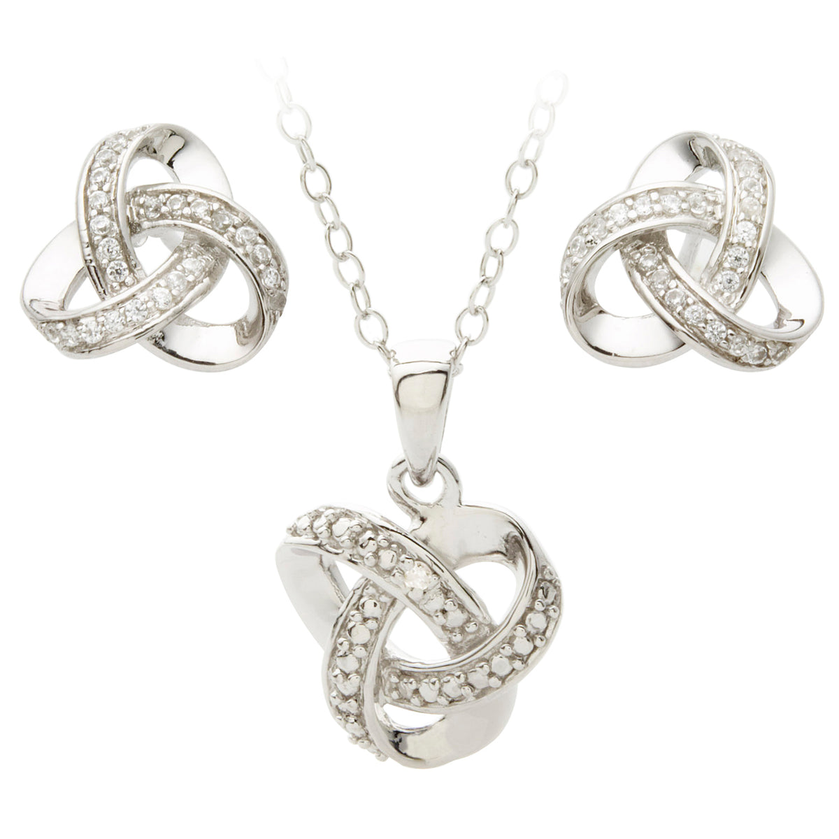 Jilco Diamond Love Knot Earring & Necklace Set