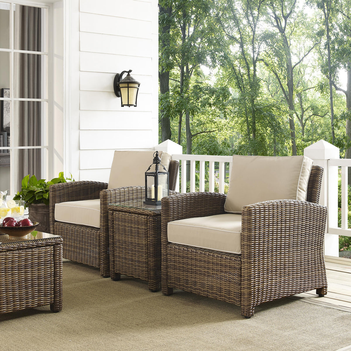 Crosley Outdoor Bradenton 3Pc Wicker Outdoor Chair Set