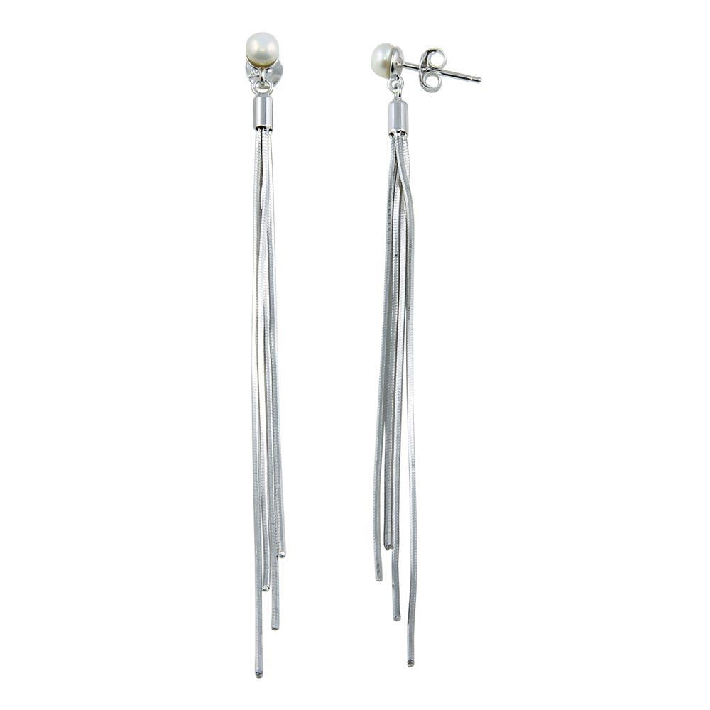 PARIKHS Rhodium Plated Synthetic Center Snake SQ Dangling Earring in 925 Sterling Silver