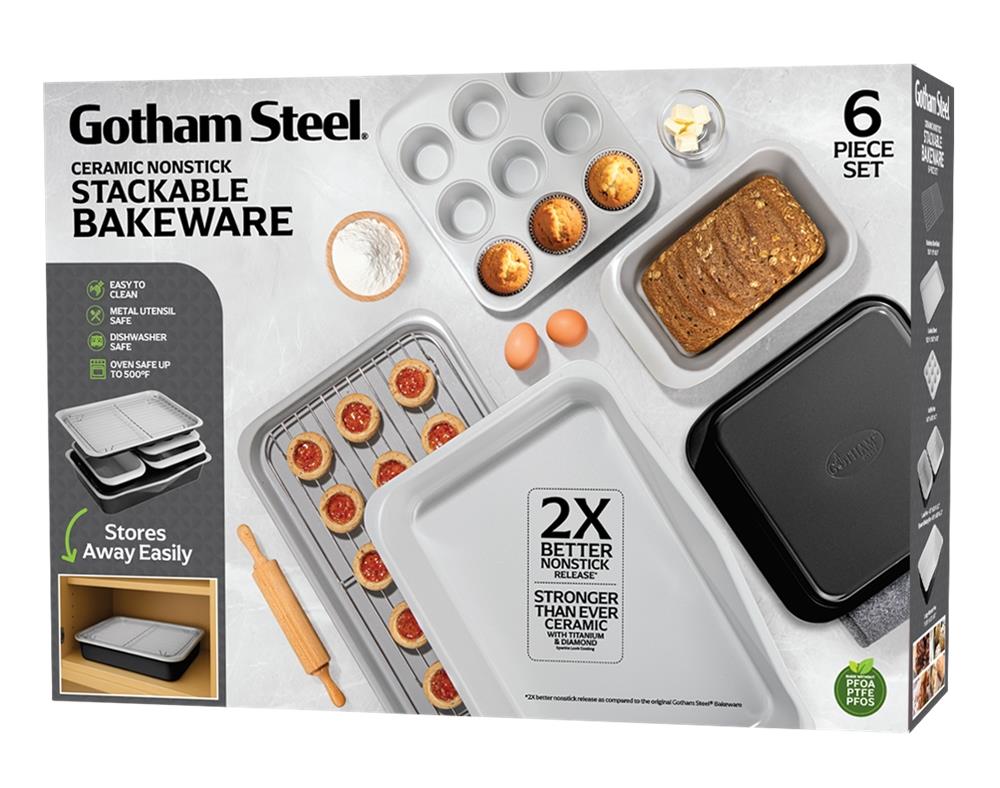 Gotham Steel Cookware Stackable Bakeware Set Size 6 pieces