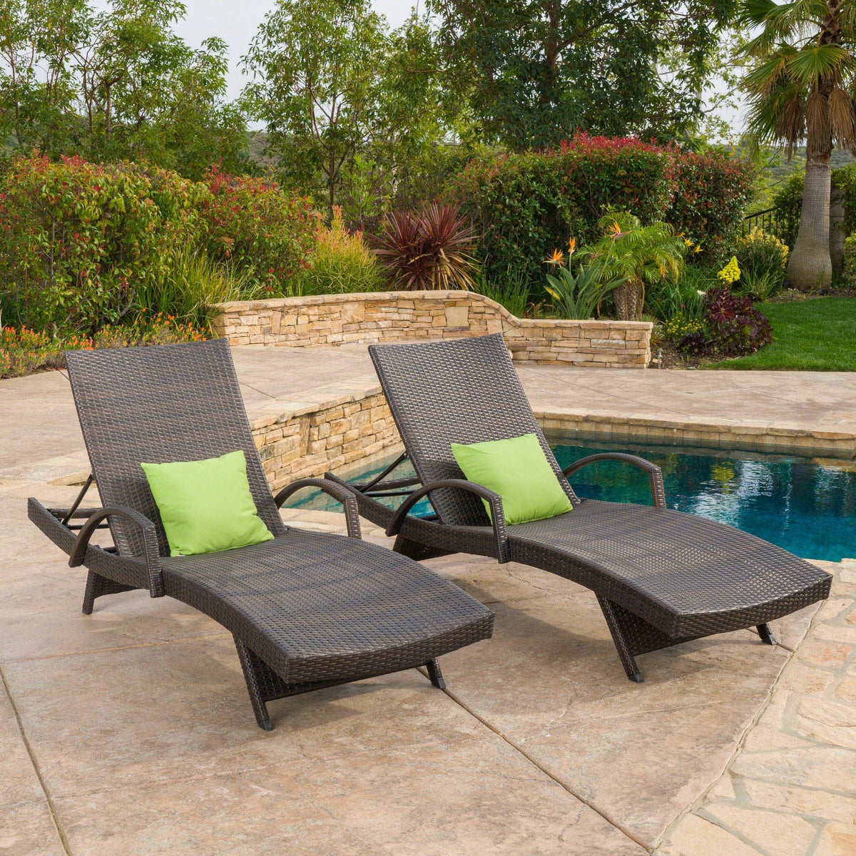 Stark Home Salem Outdoor Adjustable Loungers With Arms (4)