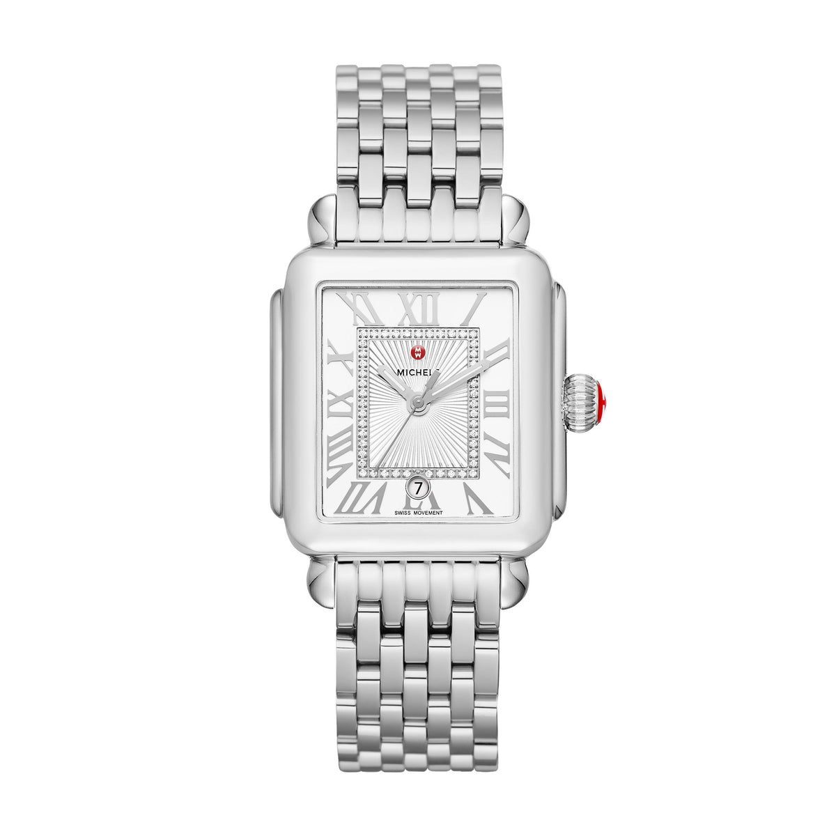 Michele Ladies Deco Madison Mid Silver-Tone Diamond Watch 40 Diamonds