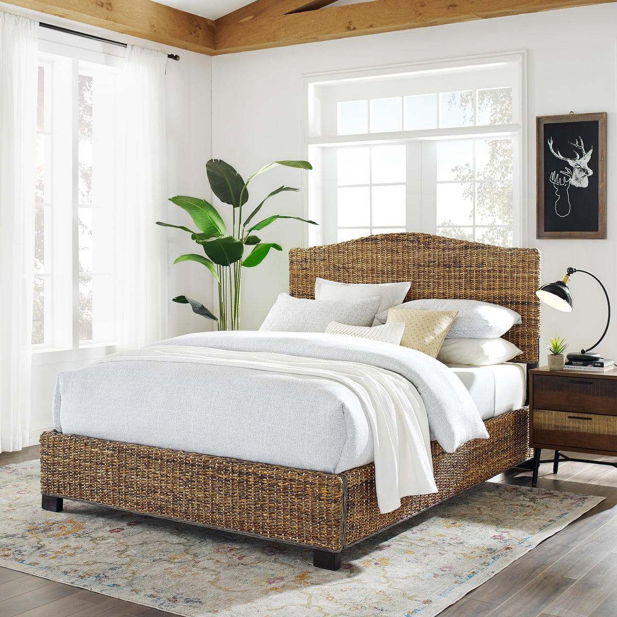 Crosley Furniture Serena Rattan Queen Bed