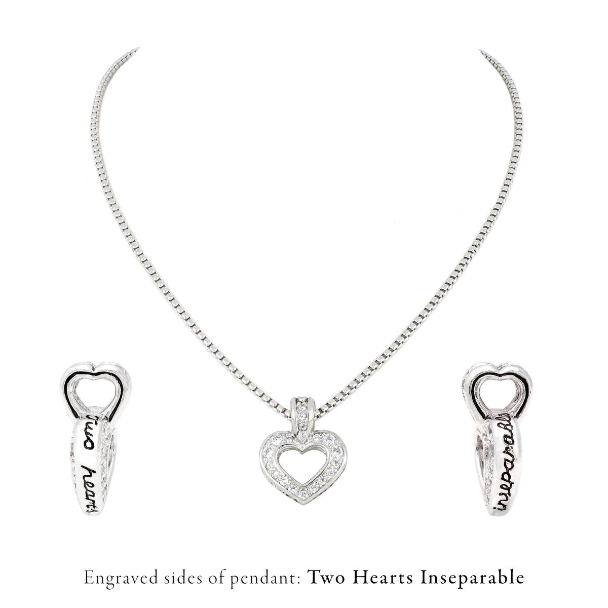 John Medeiros Two Hearts Inseparable Slider with Chain.Engraved with 'Two Hearts Inseparable'Length: 16 - 18"