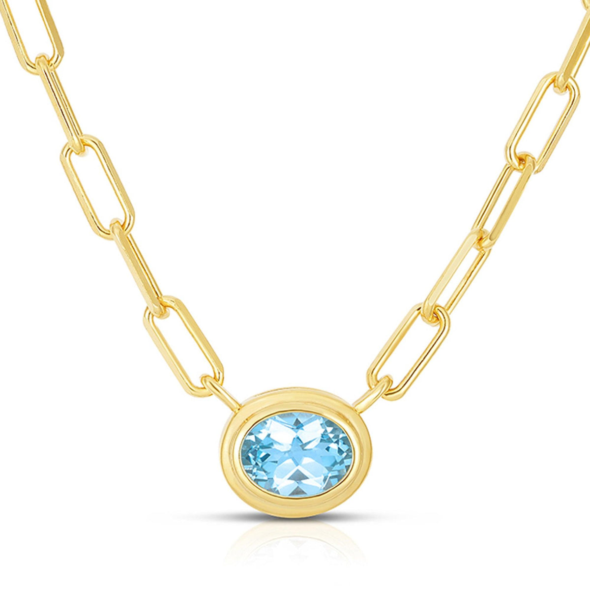 Jilco Oval Blue Topaz Necklace