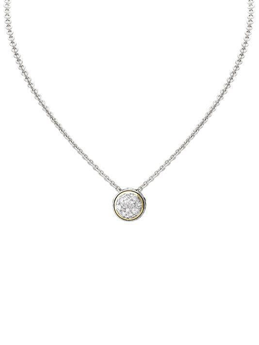 John Medeiros Lanna Solitaire Pave CZ Necklace - 16" to 18.5" adjustable. Solitaire 3/4"