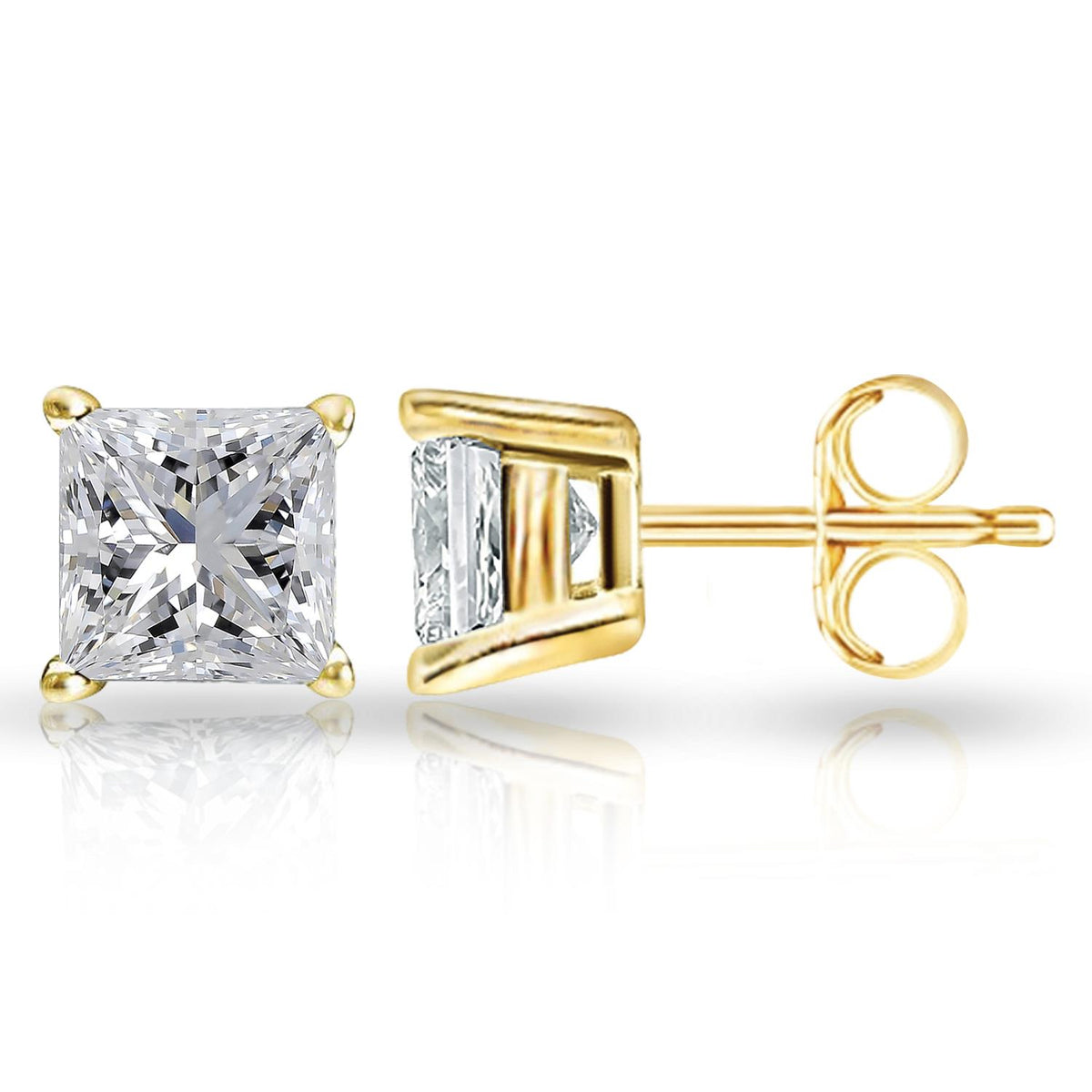 Infinity Luxe Jewelry Collection Princess cut Pushback Stud in 925 SS 0.12ct