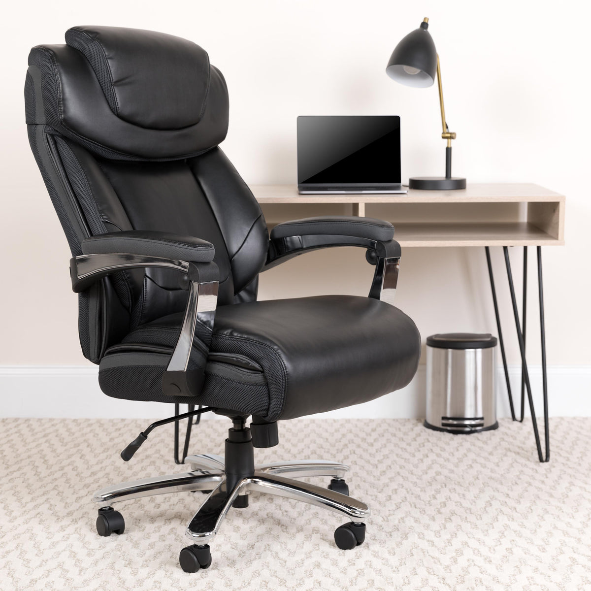 Flash Furniture Big & Tall 500 lb. Rated Brown LeatherSoft Ergonomic Chair w/Adjustable Headrest