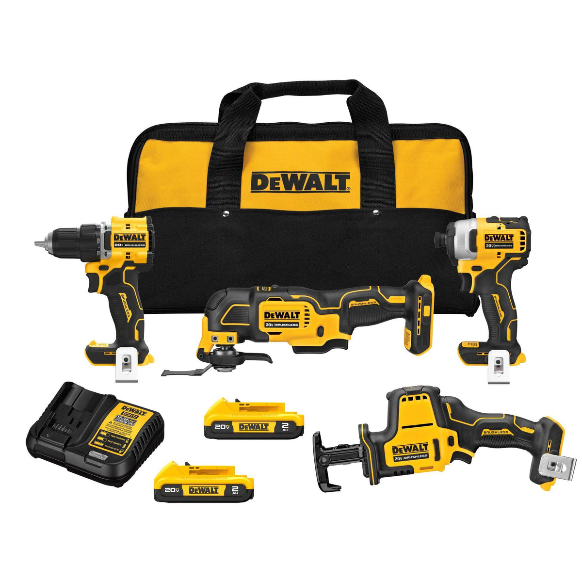DeWalt ATOMIC 20V MAX 4-Tool Combo Kit - Multi-Tool Driver Impact Driver Recip Saw