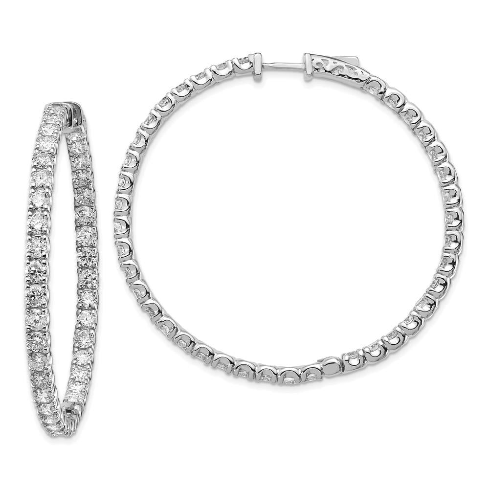 Distinctive 14K White Gold Spotlight Lab Grown Diamond Round Hoop w/Safety Clasp Earrings.725ctw