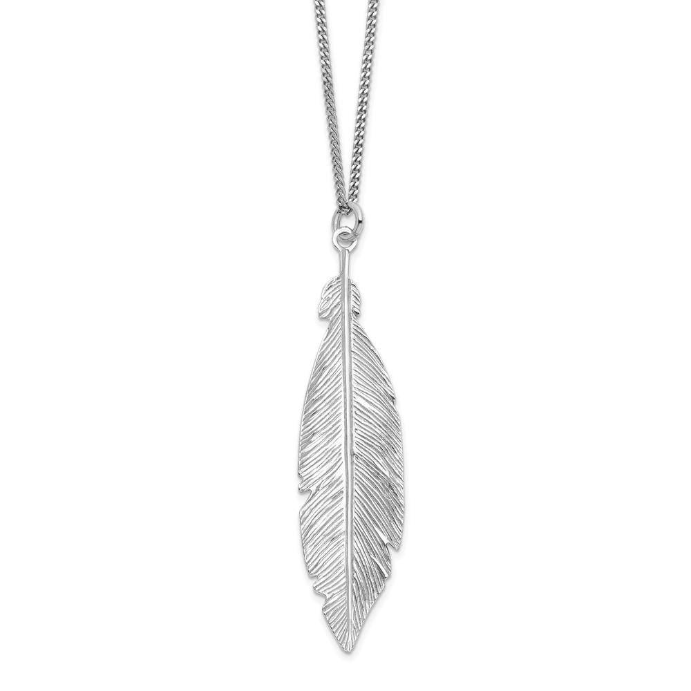 Distinctive Sterling Silver Rhodium-plated Leaf Necklace