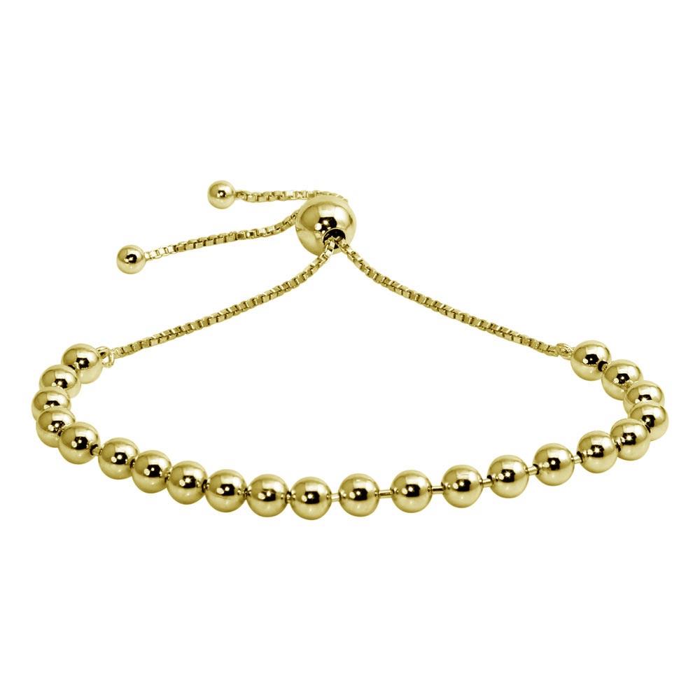 PARIKHS Gold Plated Beaded Lariat Bracelet in 925 Sterling Silver