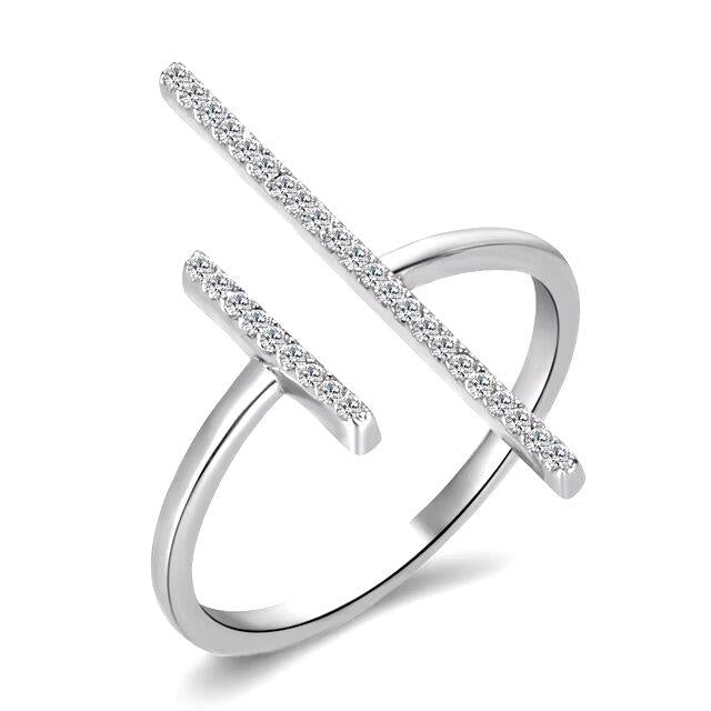 Completely Bella Modern Silver CZ Ring