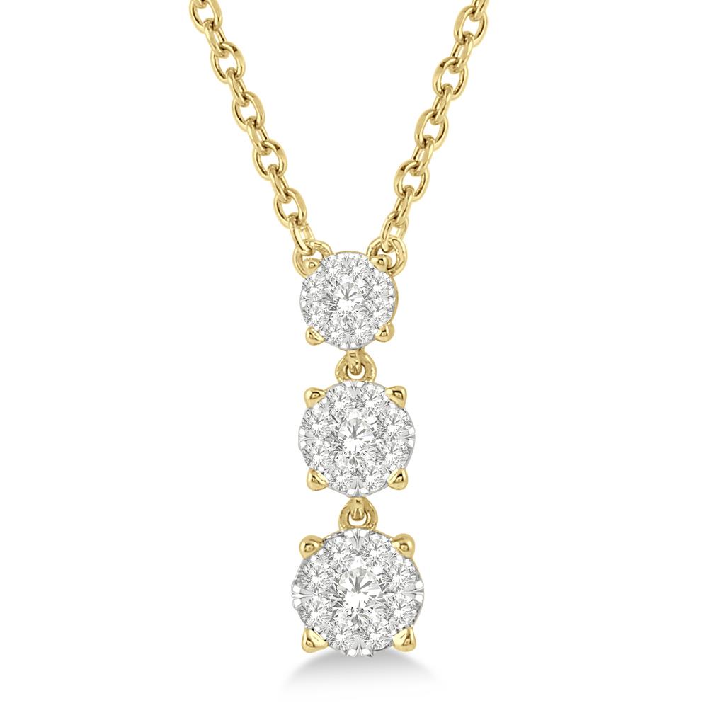 Jilco Three Cluster .33twt Diamond Necklace