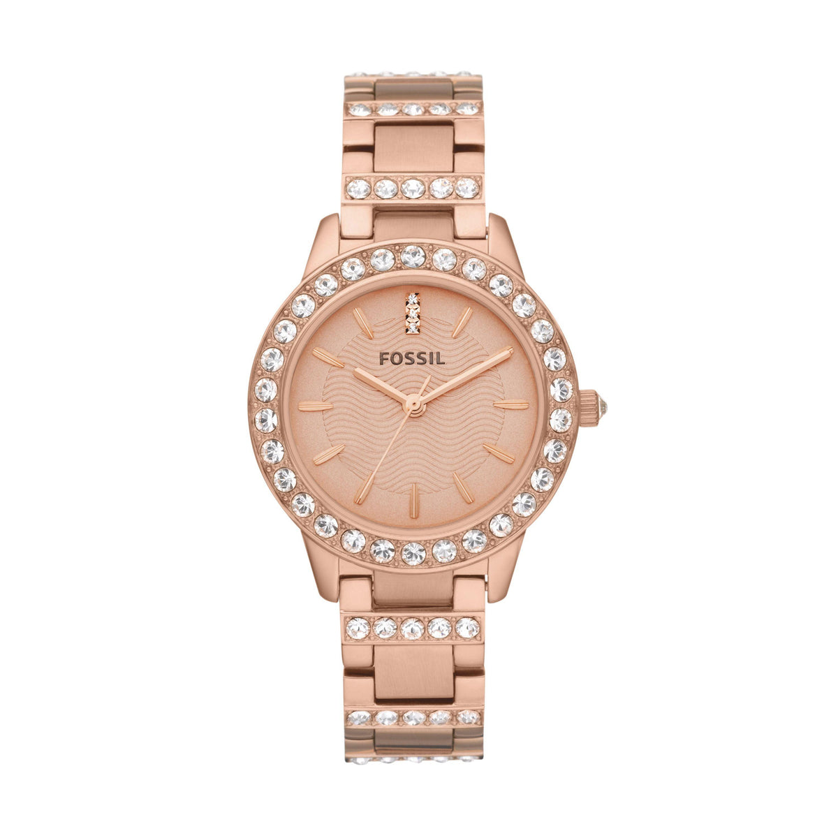 Fossil Ladies' Jesse Rose Gold-Tone Stanless Steel Crystal Watch Rose Dial