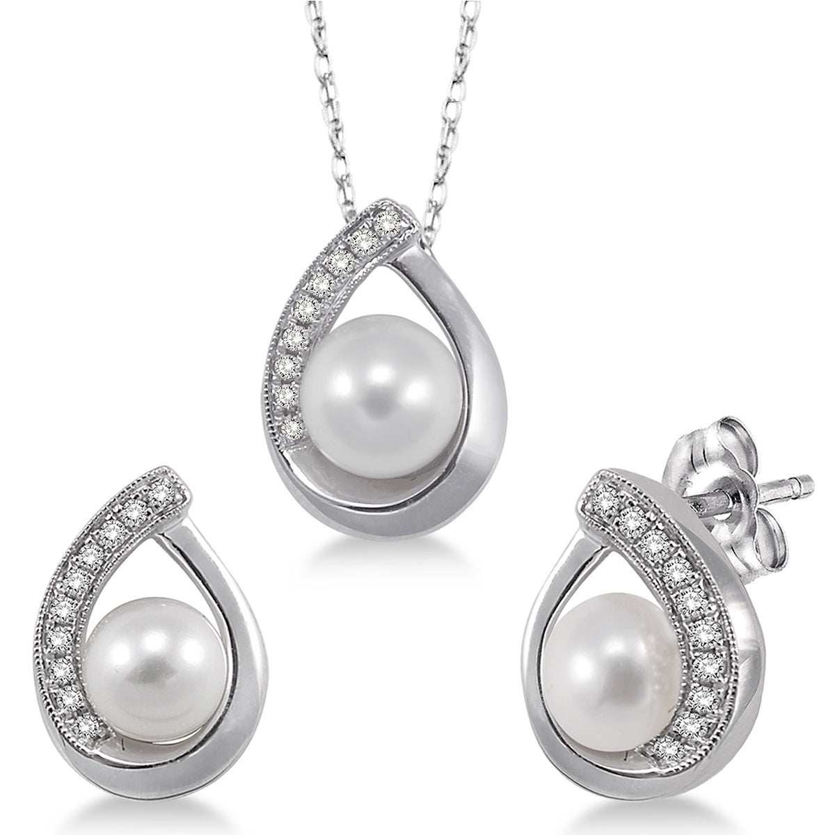 Jilco Inc Pearl Earring & Necklace Set