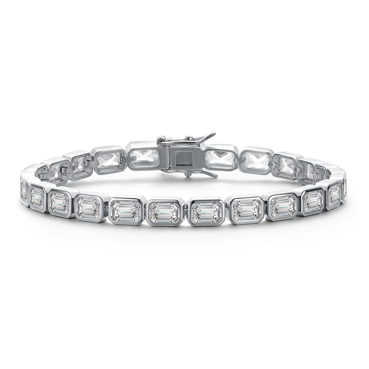 GENEVIVE CZ Rhodium Dazzle Tennis Bracelet Size 7"