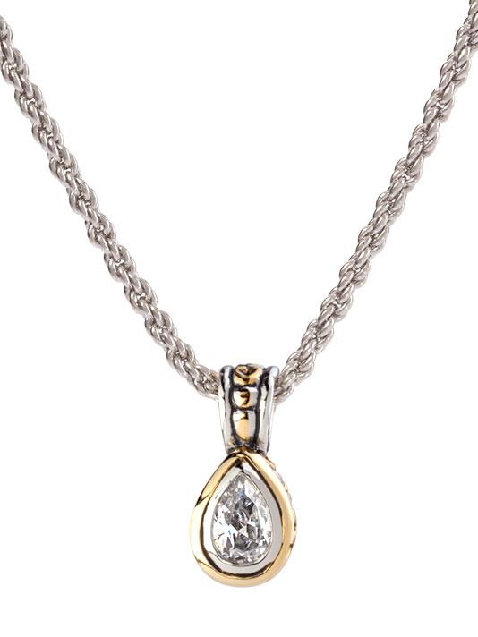 John Medeiros Beijos 9X6mm Pear Shape Bezel Set Pendant, Clear Length: 18"Pendant: 3/4"L x 3/8"W x 1/4"ThickCZ