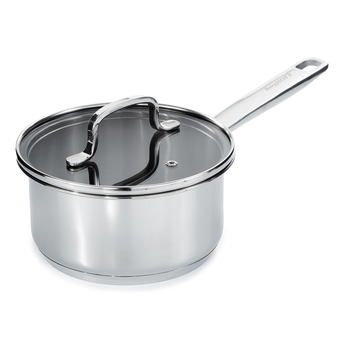 BergHOFF DiNA Helix Recycled 18/10 Stainless Steel 6.5" Saucepan 1.6qt. + Glass Lid