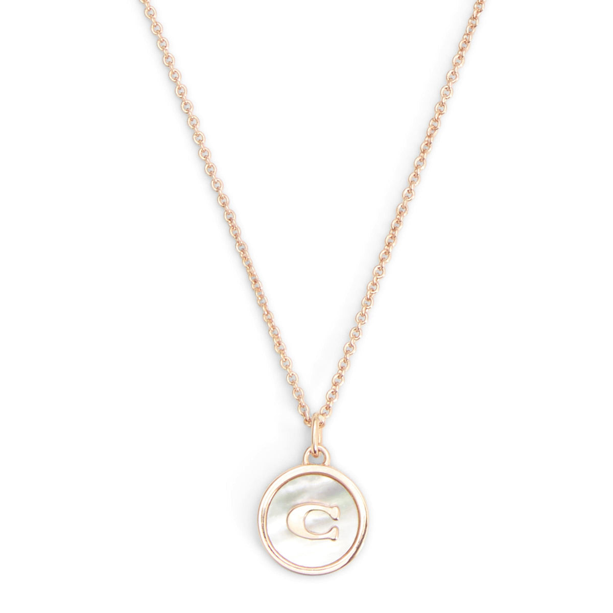 COACH Mother of Pearl Coin Pendant - Cream/Rose Gold