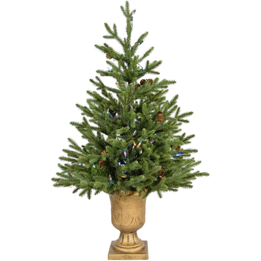 Fraser Hill 4-Ft. Noble Fir Artificial Tree with Multicolor LED Lights and Metallic Urn Base