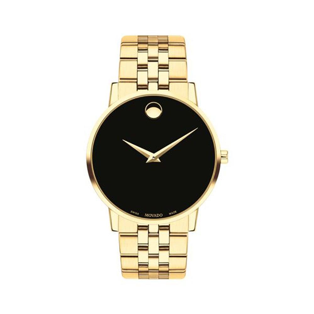 Movado Men's Museum Gold-Tone Stainless Steel Watch Black Dial