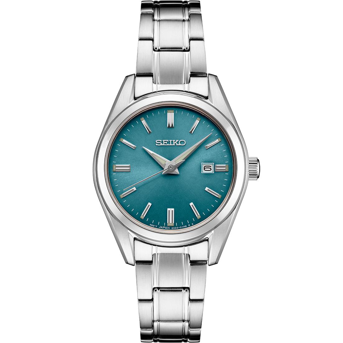 Seiko Ladies Essentials SS Quartz Bright Ocean Blue Dial, SS bracelet