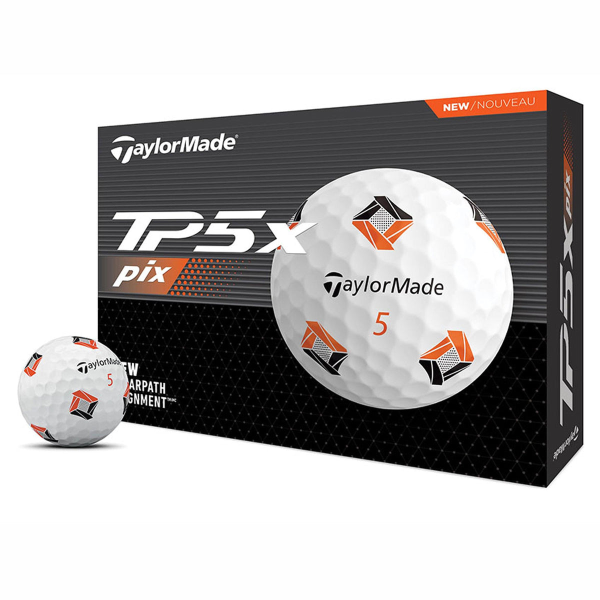TaylorMade TP5X PIX White 2024 Golf Balls - 1 Dozen