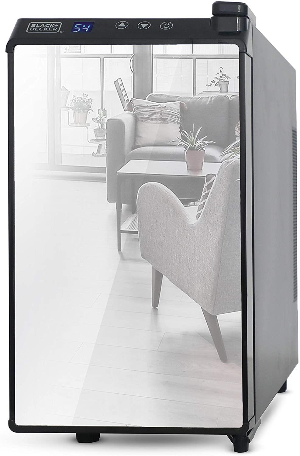 BLACK+DECKER 8 Bottle Wine Cellar, Thermoelectric With LED Display And Mirror Door - Black