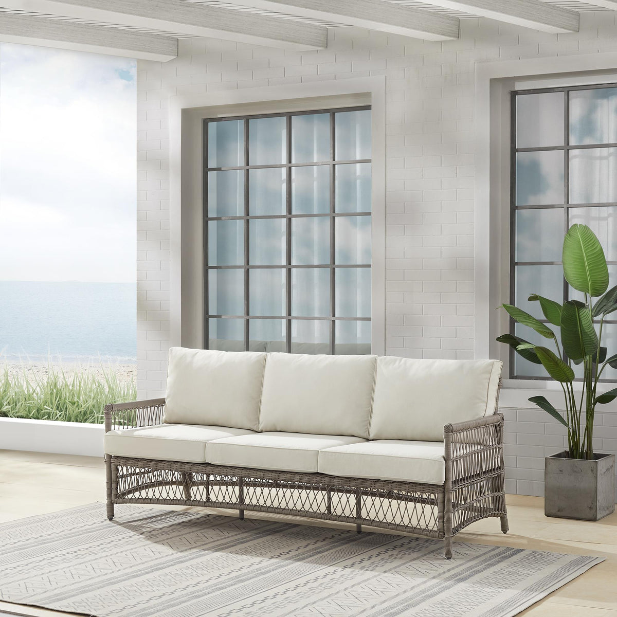 Crosley Outdoor Thatcher Wicker Outdoor Sofa