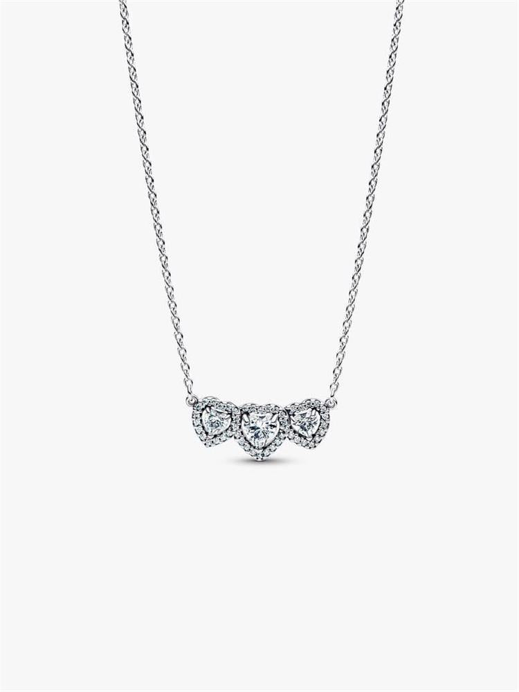 Pandora Halo Heart Trilogy Necklace Size 17.7"