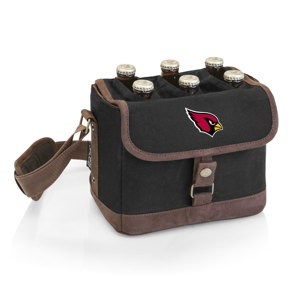 Picnic Time Washington Commanders - Beer Caddy Cooler Tote with Opener, (Black with Brown Accents)