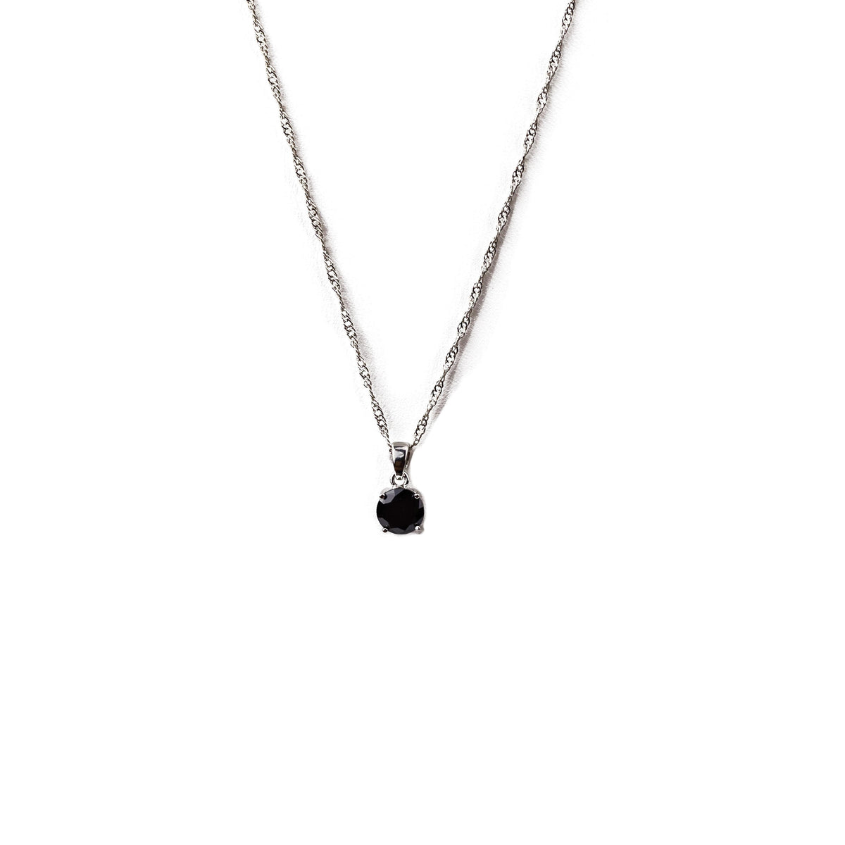 Completely Bella Round Cut Crystal Solitaire Necklace in Black Onyx