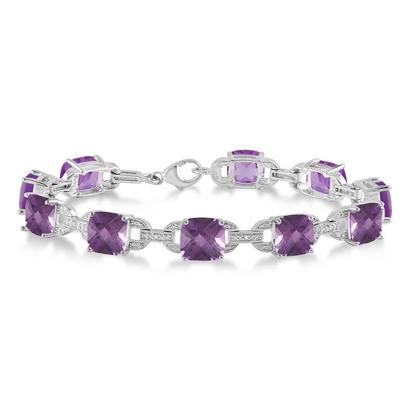 Jilco Inc Amethyst & Diamond Bracelet