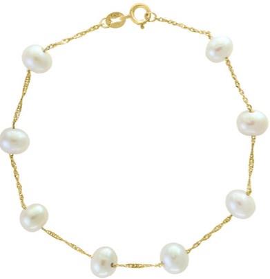 LALI Jewels 14K Yellow Gold White Fresh Water Pearl Bracelet