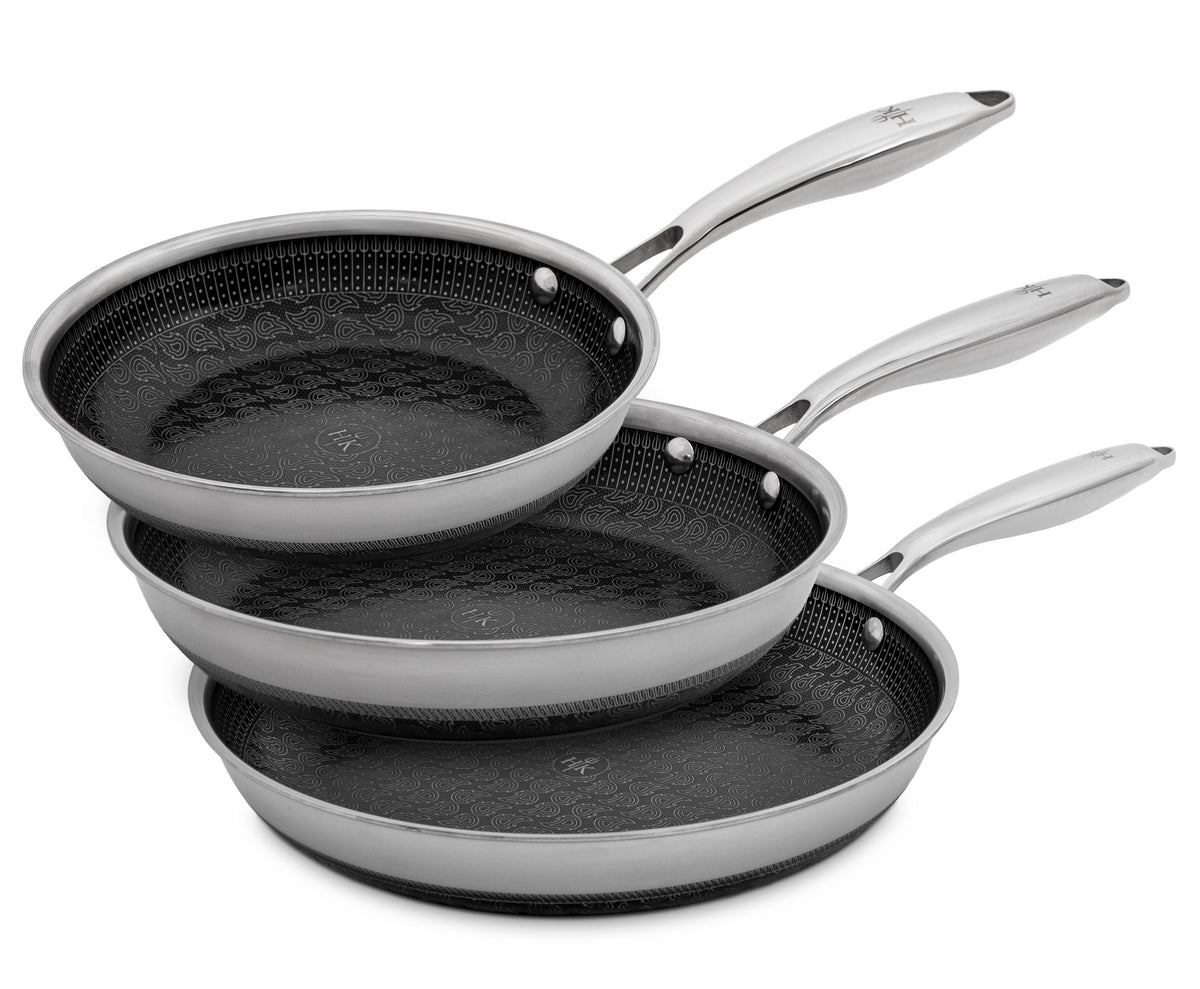 Hell's Kitchen Tri-Clad SS Hybrid 3pc Pan Set