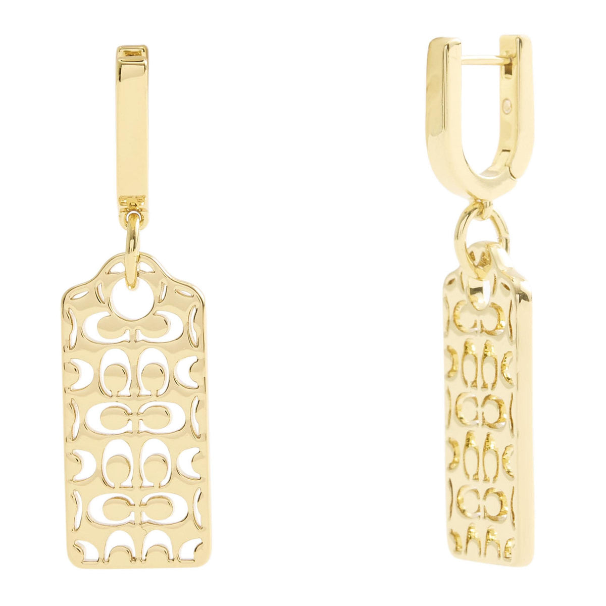 COACH Cutout Hangtag Drop Earrings - Gold
